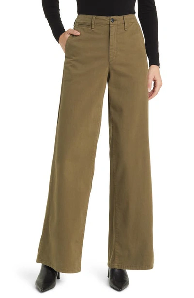 Rag & Bone Sofie Stretch Cotton Wide Leg Chinos In Olive