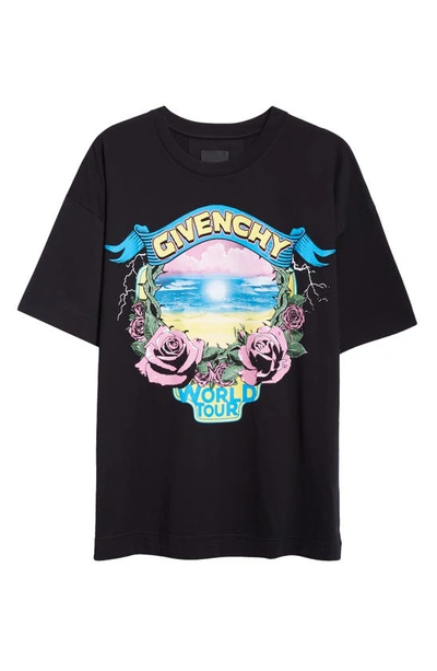 Givenchy World Tour棉质针织t恤 In Black