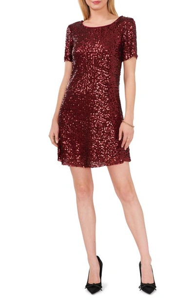 Vince Camuto Sequin Minidress In Dark Wine
