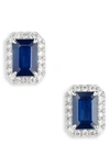 Valani Atelier Sapphire & Diamond Halo Stud Earrings In Blue