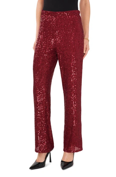 Vince Camuto Sequin Flare Leg Pants In Red