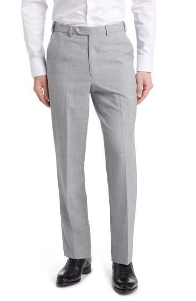 Berle Self Sizer Flat Front Dress Pants In Light Grey