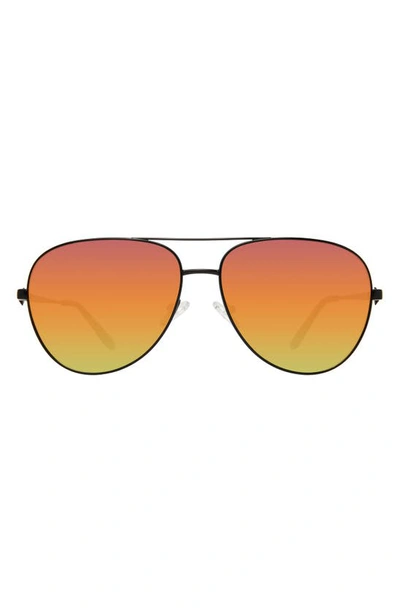 Kurt Geiger 62mm Oversize Aviator Sunglasses In Black/multi Mirrored Gradient