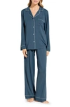 Eberjey Gisele Jersey Knit Pajamas In Heritage Blueivor
