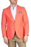 Tailorbyrd Solid Notch Lapel Linen Blend Sport Coat In Coral