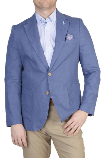 Tailorbyrd Solid Notch Lapel Linen Blend Sport Coat In Denim Blue