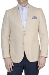 Tailorbyrd Solid Notch Lapel Linen Blend Sport Coat In Khaki