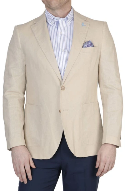 Tailorbyrd Solid Notch Lapel Linen Blend Sport Coat In Khaki
