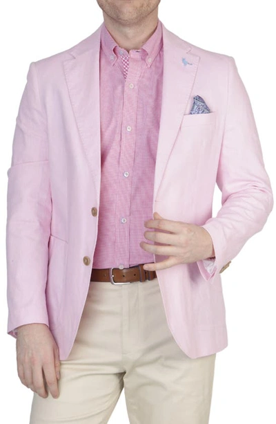 Tailorbyrd Solid Notch Lapel Linen Blend Sport Coat In Light Pink