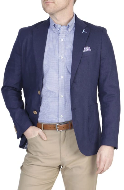 Tailorbyrd Solid Notch Lapel Linen Blend Sport Coat In Navy