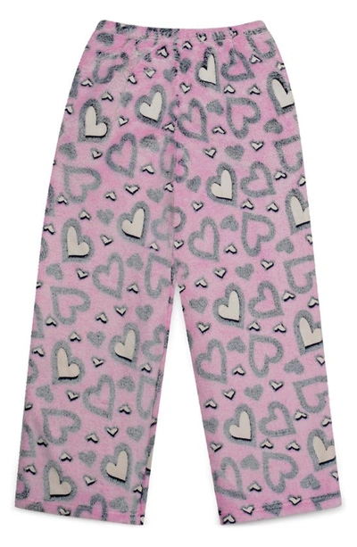 Iscream Kids' Hearts Glow Plush Pajama Pants In Pink Multi