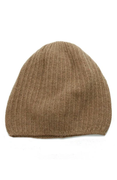 Portolano Rib Knit Cashmere Beanie In Heather Copper