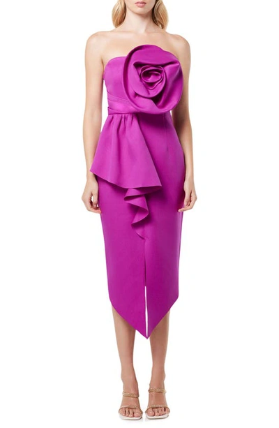 Elliatt Bowie Rosette Strapless Midi Dress In Orchid