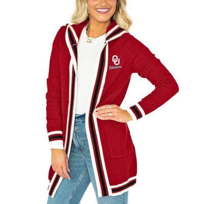 Gameday Couture Crimson Oklahoma Sooners One More Round Tri-blend Striped Hooded Cardigan Sweater
