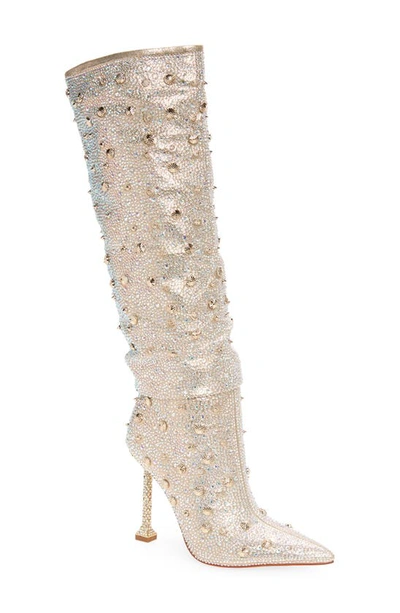 Azalea Wang Doughty Studded Knee High Boot In Gold