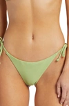 Billabong Tanlines Side Tie Tanga Bikini Bottoms In Palm Green