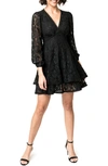 Gibsonlook Lace Long Sleeve Fit & Flare Minidress In Black