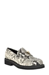 Guess Shatha Loafer In Ivory/ Black Snake Embossed