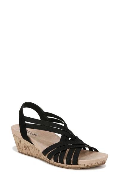 Lifestride Mallory Strappy Slingback Wedge Sandal In Black