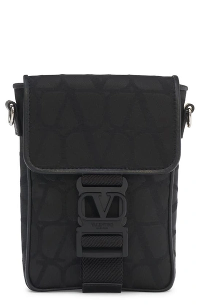 Valentino Garavani Vlogo Monogram Toile Crossbody Phone Case In Nero