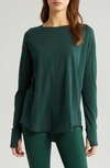 Zella Relaxed Long Sleeve Slub Jersey T-shirt In Green Park