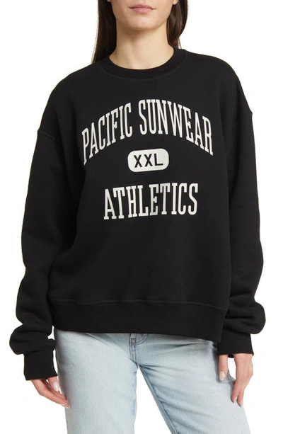 Pacsun Athletics Cotton Fleece Graphic Sweatshirt In Black