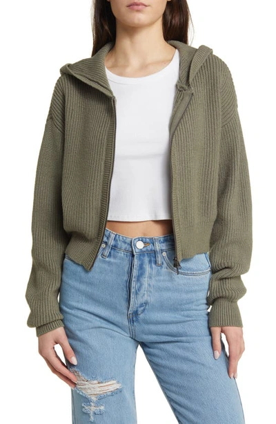 Pacsun Blair Zip-up Sweater Hoodie In Smokey Olive