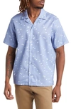 Saturdays Surf Nyc Canty Light Reflection Geo Print Short Sleeve Button-up Shirt In Forever Blue