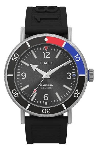 Timex Waterbury Resin Strap Watch, 43mm In Black