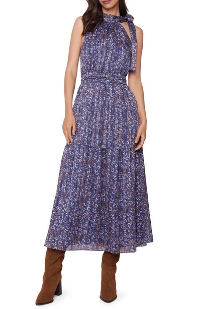 Lost + Wander Water Lily Floral Tiered Midi Dress In Purple Floral