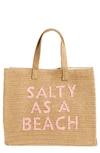 Btb Los Angeles Salty As A Beach Straw Tote In Sand Coral