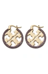 Tory Burch Women's Miller Silvertone & Crystal Hoop Earrings In Purple