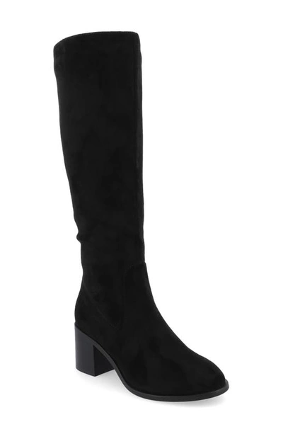 Journee Collection Romilly Block Heel Boot In Black Suede