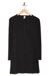 Abound Long Sleeve Ribbed Henley Dress In Black Jet