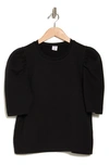 Melrose And Market Puff Short Sleeve Fleece Sweatshirt In Black