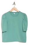 Melrose And Market Puff Short Sleeve Fleece Sweatshirt In Green Seaglass