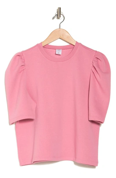 Melrose And Market Puff Short Sleeve Fleece Sweatshirt In Pink Untamed