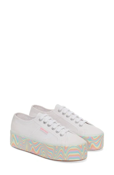 Superga 2790 Multicolor Platform Sneaker In White Multicolor Pastel