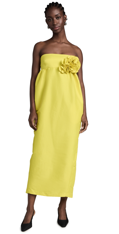 Kika Vargas Rosetta Dress Neon M In Neon Yellow