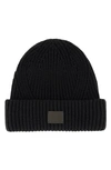 Allsaints Ribbed Beanie In Black