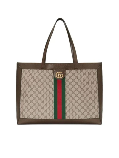 Gucci Shopping Ophidya Orizzontal With Web Band In Brown