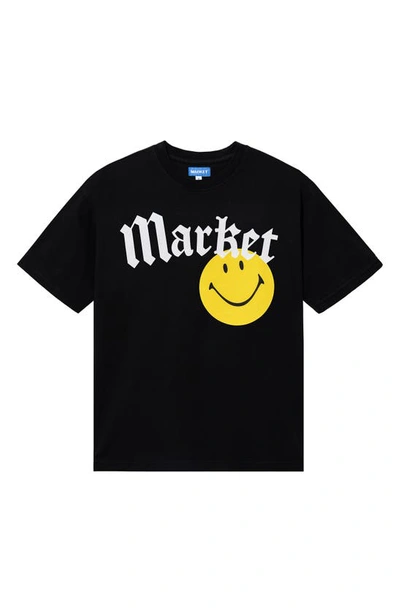 Market Smiley® Gothic Graphic T-shirt In Washed Black