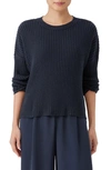 Eileen Fisher Organic Cotton Blend Rib Sweater In Ocean