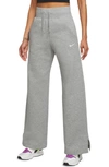 Nike Sportswear Phoenix High Waist Wide Leg Sweatpants In Dk Grey Heather/ Sail