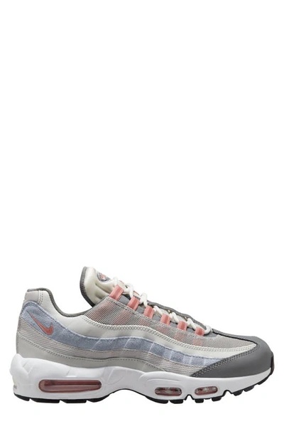 Nike Air Max 95 Essential Sneaker In Vast Grey/ Red Stardust/ Grey