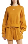 Nike Phoenix Fleece Crewneck Sweatshirt In Desert Ochre/ Sail