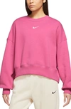Nike Phoenix Fleece Crewneck Sweatshirt In Pinksicle/ Sail