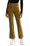 Kkco Canyon Front Slit Corduroy Ankle Pants In Olive Branch