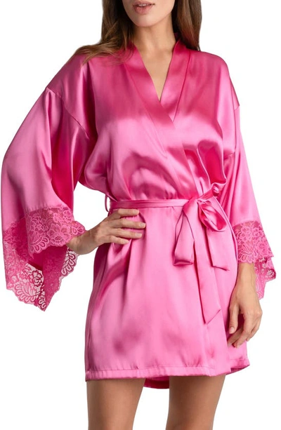 In Bloom By Jonquil Love Story Lace Trim Satin Wrap In Hot Pink