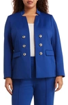 Tahari Faux Double Breasted Ponte Blazer In Cobalt